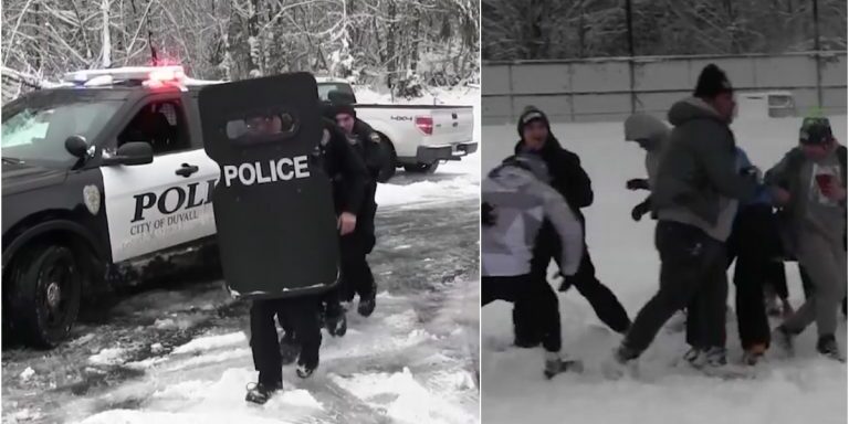 cops-snowball-fight
